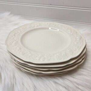 Vintage (6) Crown Ducal Florentine White 8" Salad Plates Creamware England